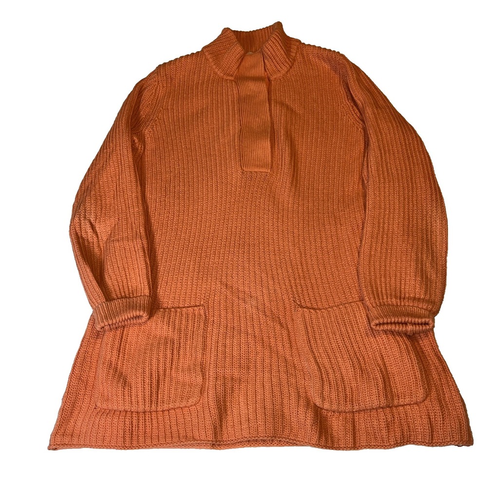 Soft Surroundings Women's Highland Rib Knit Sweater XS Orange Tunic Oversize